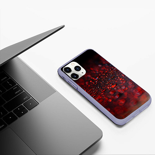 Чехол iPhone 11 Pro матовый Капли алого дождя / 3D-Светло-сиреневый – фото 3