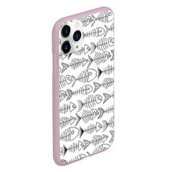 Чехол iPhone 11 Pro матовый Рыбные скелетики, цвет: 3D-розовый — фото 2