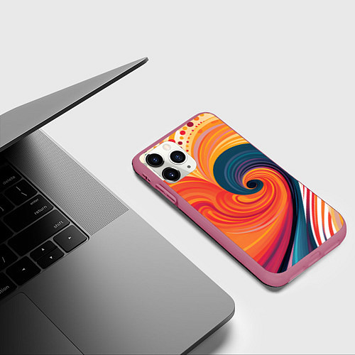 Чехол iPhone 11 Pro матовый Вихрь цвета / 3D-Малиновый – фото 3