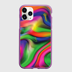 Чехол iPhone 11 Pro матовый Bright colors, цвет: 3D-фиолетовый