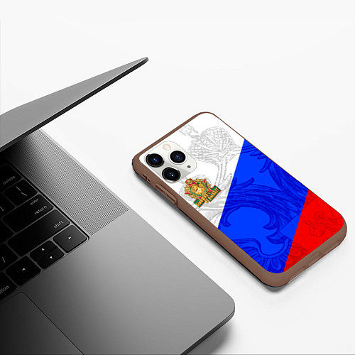 Чехол iPhone 11 Pro матовый Россия - пограничные войска / 3D-Коричневый – фото 3