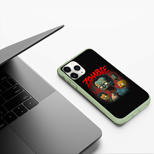 Чехол iPhone 11 Pro матовый Зомби в стиле Симпсонов / 3D-Салатовый – фото 3