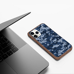 Чехол iPhone 11 Pro матовый Сине - черный камуфляж, цвет: 3D-коричневый — фото 2