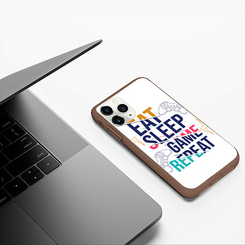 Чехол iPhone 11 Pro матовый Game quote / 3D-Коричневый – фото 3