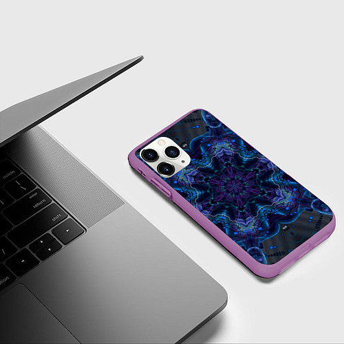 Чехол iPhone 11 Pro матовый Нанотехнологический паттерн / 3D-Фиолетовый – фото 3