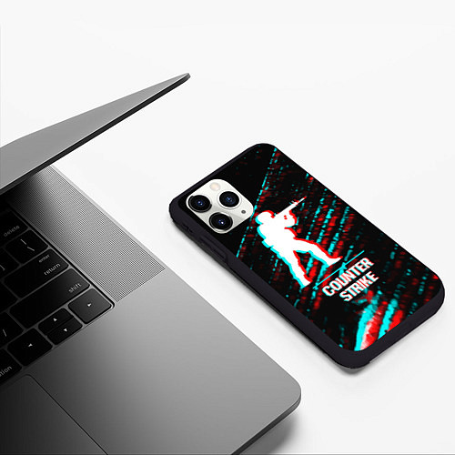 Чехол iPhone 11 Pro матовый Counter Strike в стиле glitch и баги графики на те / 3D-Черный – фото 3