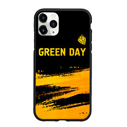 Чехол iPhone 11 Pro матовый Green Day - gold gradient: символ сверху, цвет: 3D-черный