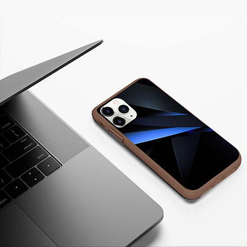 Чехол iPhone 11 Pro матовый Black blue / 3D-Коричневый – фото 3