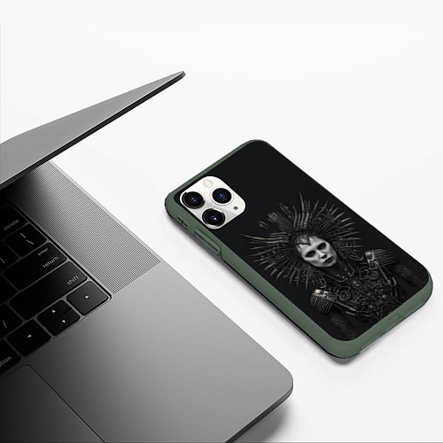 Чехол iPhone 11 Pro матовый Железная леди / 3D-Темно-зеленый – фото 3
