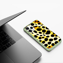 Чехол iPhone 11 Pro матовый Текстура леопарда, цвет: 3D-салатовый — фото 2