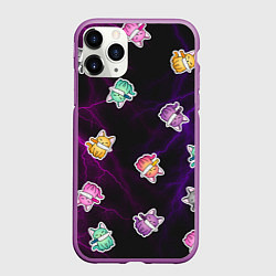 Чехол iPhone 11 Pro матовый Котики и молнии, цвет: 3D-фиолетовый