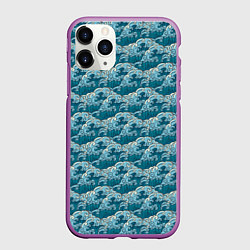 Чехол iPhone 11 Pro матовый Японские волны паттерн, цвет: 3D-фиолетовый