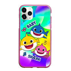 Чехол iPhone 11 Pro матовый Baby Shark Brooklyn and friends, цвет: 3D-малиновый