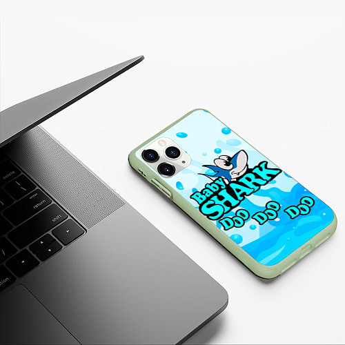 Чехол iPhone 11 Pro матовый Baby Shark Doo-Doo-Doo / 3D-Салатовый – фото 3