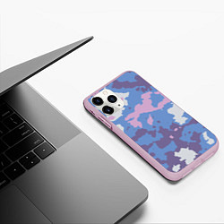 Чехол iPhone 11 Pro матовый Синий камуфляж, цвет: 3D-розовый — фото 2