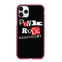 Чехол iPhone 11 Pro матовый Панк-рок анархист, цвет: 3D-малиновый