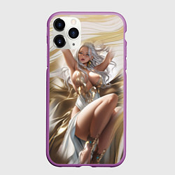 Чехол iPhone 11 Pro матовый Аниме блондинка с пышными формами, цвет: 3D-фиолетовый