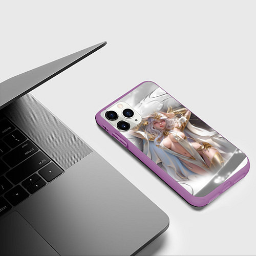 Чехол iPhone 11 Pro матовый Аниме девушка в откровенном костюме / 3D-Фиолетовый – фото 3