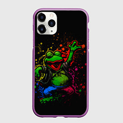 Чехол iPhone 11 Pro матовый Лягушонок Пепе веселится с граффити, цвет: 3D-фиолетовый