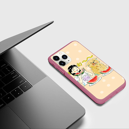 Чехол iPhone 11 Pro матовый Долой безделье! / 3D-Малиновый – фото 3
