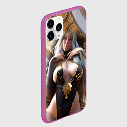 Чехол iPhone 11 Pro матовый Девушка с большим бюстом, цвет: 3D-фиолетовый — фото 2