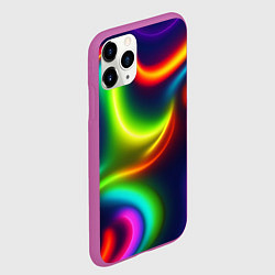 Чехол iPhone 11 Pro матовый Неоновые радужные разводы, цвет: 3D-фиолетовый — фото 2
