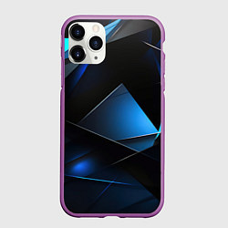 Чехол iPhone 11 Pro матовый Blue black texture, цвет: 3D-фиолетовый