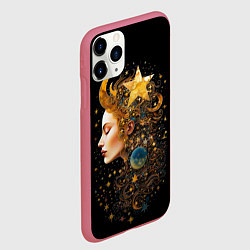 Чехол iPhone 11 Pro матовый Богиня ночи - нейросеть, цвет: 3D-малиновый — фото 2