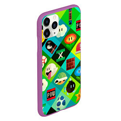 Чехол iPhone 11 Pro матовый Марио паттерн, цвет: 3D-фиолетовый — фото 2