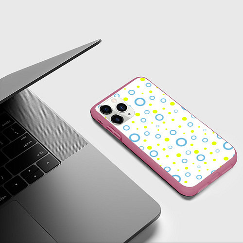 Чехол iPhone 11 Pro матовый Узор из кругов / 3D-Малиновый – фото 3