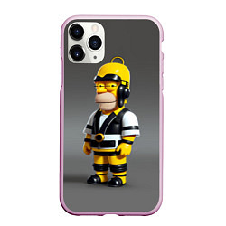 Чехол iPhone 11 Pro матовый Homer Simpson - cyberpunk - fantasy, цвет: 3D-розовый