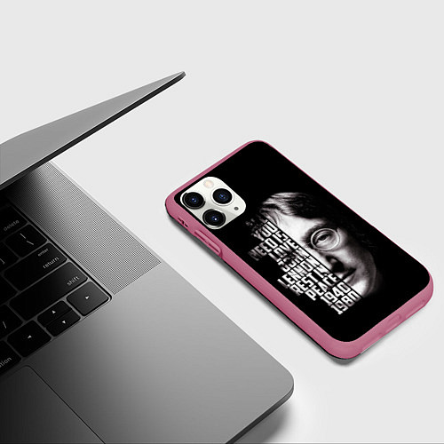Чехол iPhone 11 Pro матовый Джон Леннон легенда / 3D-Малиновый – фото 3
