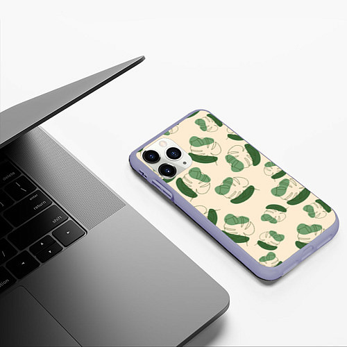 Чехол iPhone 11 Pro матовый Монстера абстракция / 3D-Светло-сиреневый – фото 3