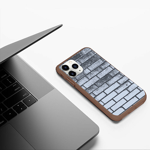 Чехол iPhone 11 Pro матовый Grey wall / 3D-Коричневый – фото 3