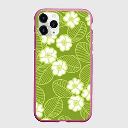 Чехол iPhone 11 Pro матовый Весенние цветы, цвет: 3D-малиновый