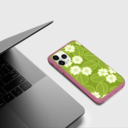 Чехол iPhone 11 Pro матовый Весенние цветы, цвет: 3D-малиновый — фото 2
