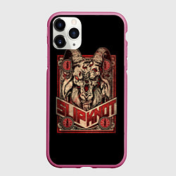 Чехол iPhone 11 Pro матовый Slipknot - Бафомет, цвет: 3D-малиновый