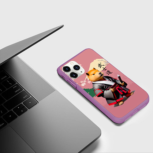Чехол iPhone 11 Pro матовый Капибара - Бусидо - кодекс самурая / 3D-Фиолетовый – фото 3