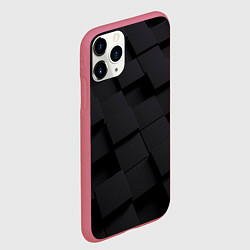 Чехол iPhone 11 Pro матовый Чёрные геометрические блоки, цвет: 3D-малиновый — фото 2