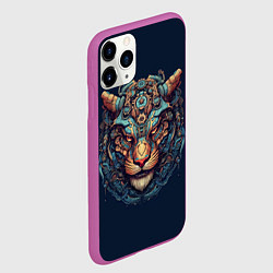 Чехол iPhone 11 Pro матовый Механический тигр, цвет: 3D-фиолетовый — фото 2