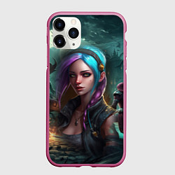 Чехол iPhone 11 Pro матовый Jinx art Arcane League of Legends, цвет: 3D-малиновый