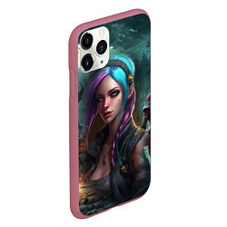Чехол iPhone 11 Pro матовый Jinx art Arcane League of Legends, цвет: 3D-малиновый — фото 2