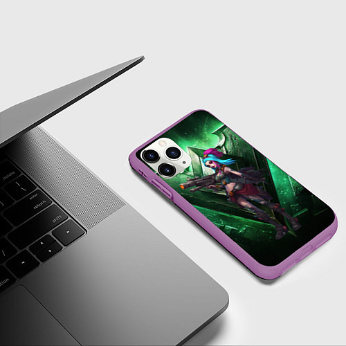 Чехол iPhone 11 Pro матовый Jinx art arcane league of legends / 3D-Фиолетовый – фото 3