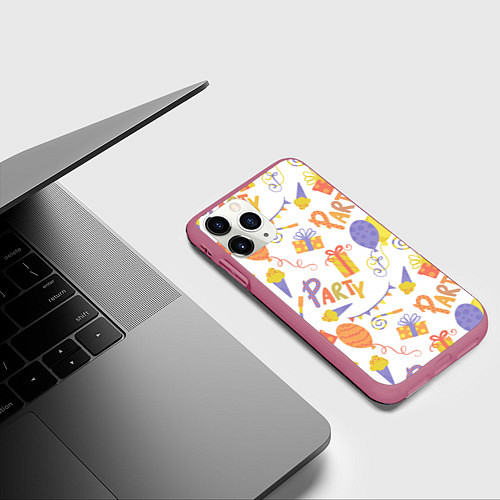 Чехол iPhone 11 Pro матовый Party style / 3D-Малиновый – фото 3