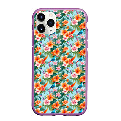 Чехол iPhone 11 Pro матовый Гавайский стиль, цвет: 3D-фиолетовый