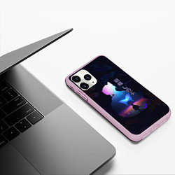 Чехол iPhone 11 Pro матовый Силуэт Шинобу Кочо на поле и светящаяся бабочка, цвет: 3D-розовый — фото 2