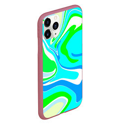 Чехол iPhone 11 Pro матовый Абстракция сине-зеленая, цвет: 3D-малиновый — фото 2