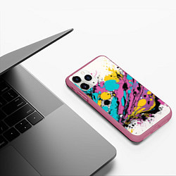 Чехол iPhone 11 Pro матовый Топливные узоры, цвет: 3D-малиновый — фото 2