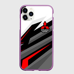 Чехол iPhone 11 Pro матовый Mitsubishi motors - красная линия, цвет: 3D-фиолетовый