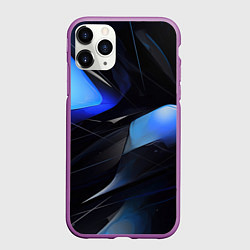 Чехол iPhone 11 Pro матовый Black blue elements, цвет: 3D-фиолетовый